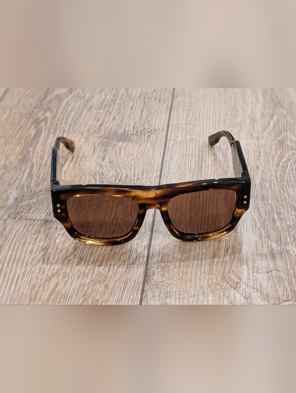$550 Mens Authentic GUCCI 54mm Square Sunglasses Havana Brown